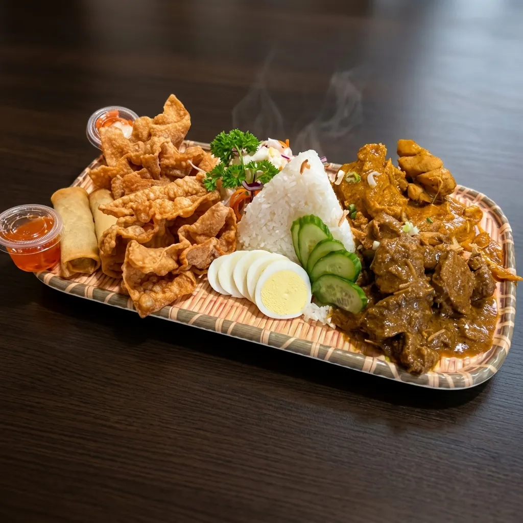 Beef & Chicken Rice Platter - full Malaysian feast at Mamak Dang Calgary